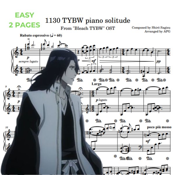 1130 TYBW piano solitude piano sheet music preview