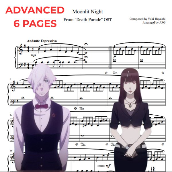 ζε€ (Moonlit Night) piano sheet music preview